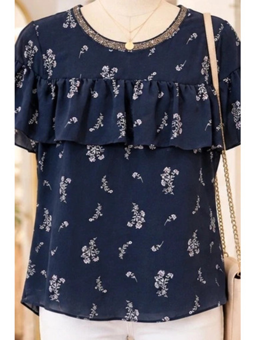 Juicy couture blue floral blouse
